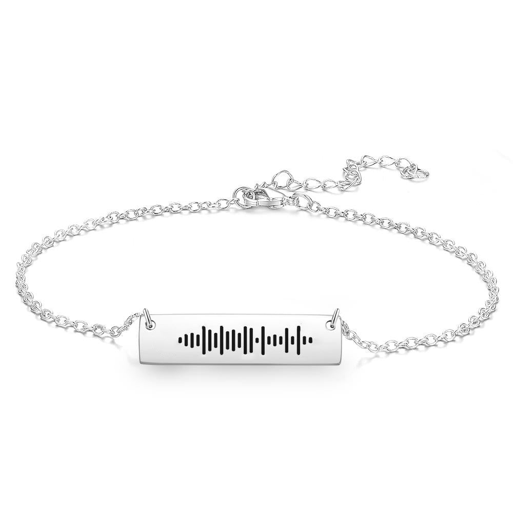 Scannable Code Music Engraved Bar Anklet