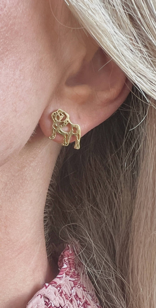 Steele Sloan Designs - Adorable Bulldog Earrings- Gold Stainless Steel Bulldogs