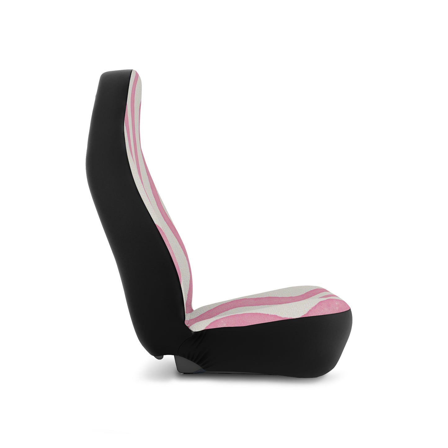 Pink Wavy Stripe Car Seat Covers — Feminine Retro Pattern, Front Seat Protector