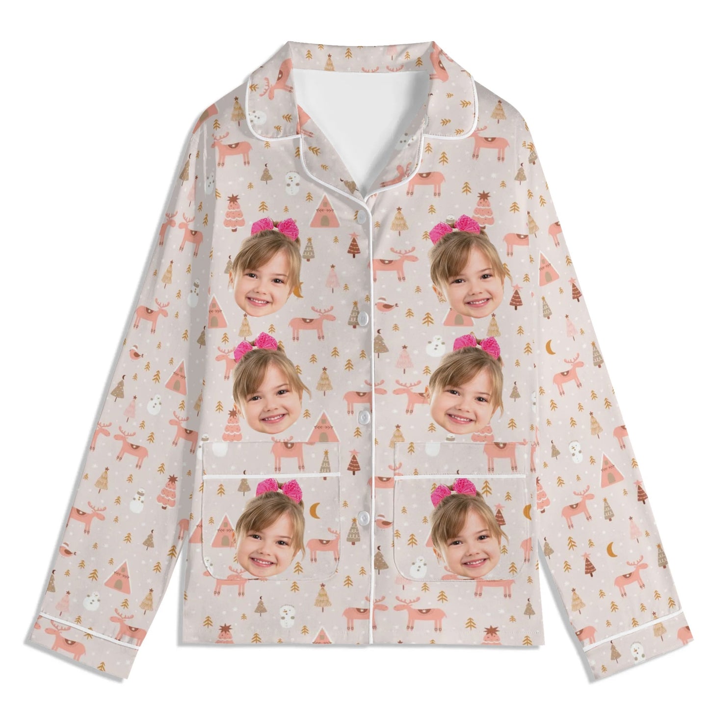 Kids Long Sleeve Pajama Set with Pockets - Soft Cotton Polyester Blend for Comfortable Sleep & Lounge Wear