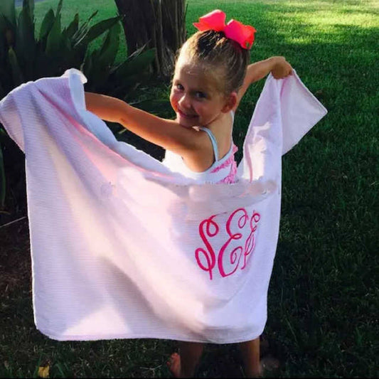 Beach Towel, Seersucker, Monogram, Embroidery