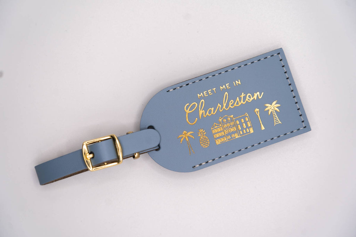 Letter + Leather - Charleston Luggage Tag Wedding Favor or Travel Souvenir Gift