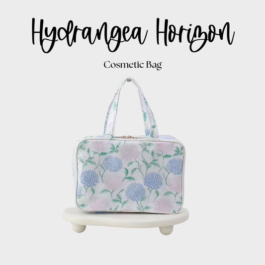 Waterproof Cosmetic Case PVC Make up Bag Hydrangea Horizon