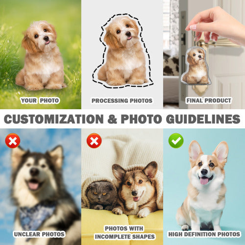 Custom Shape Pet Mini Plush Keychain - Cute Pet Gifts, Keychain Charm, Soft Plush Toys, Personalized Keyring