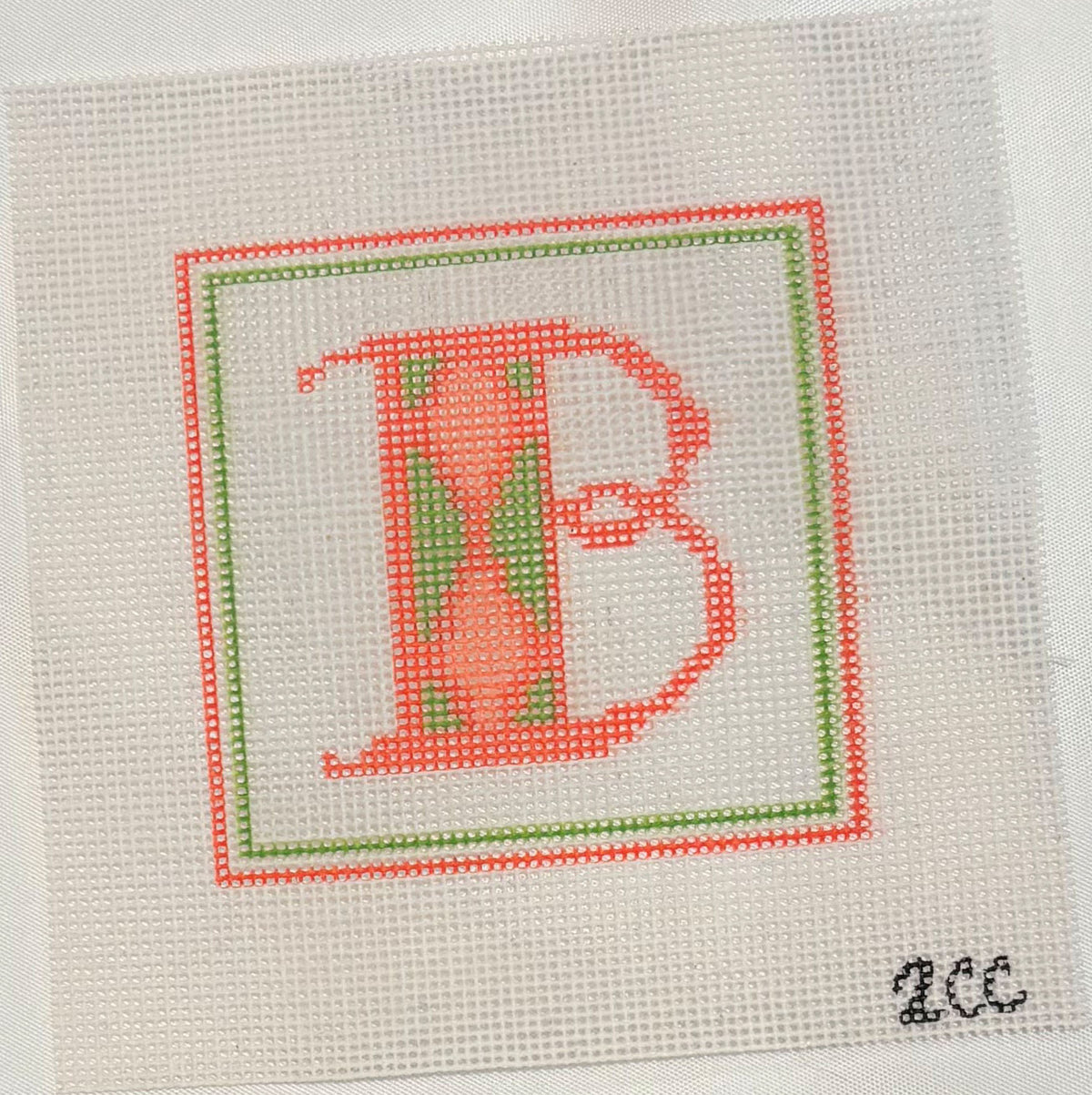 2CC NC PREPPY PLAID MONOGRAM NEEDLEPOINT CANVAS