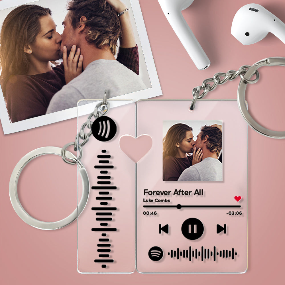 Custom Spotify Keychain with Photo and Song Code, Personalized Gift for Couples