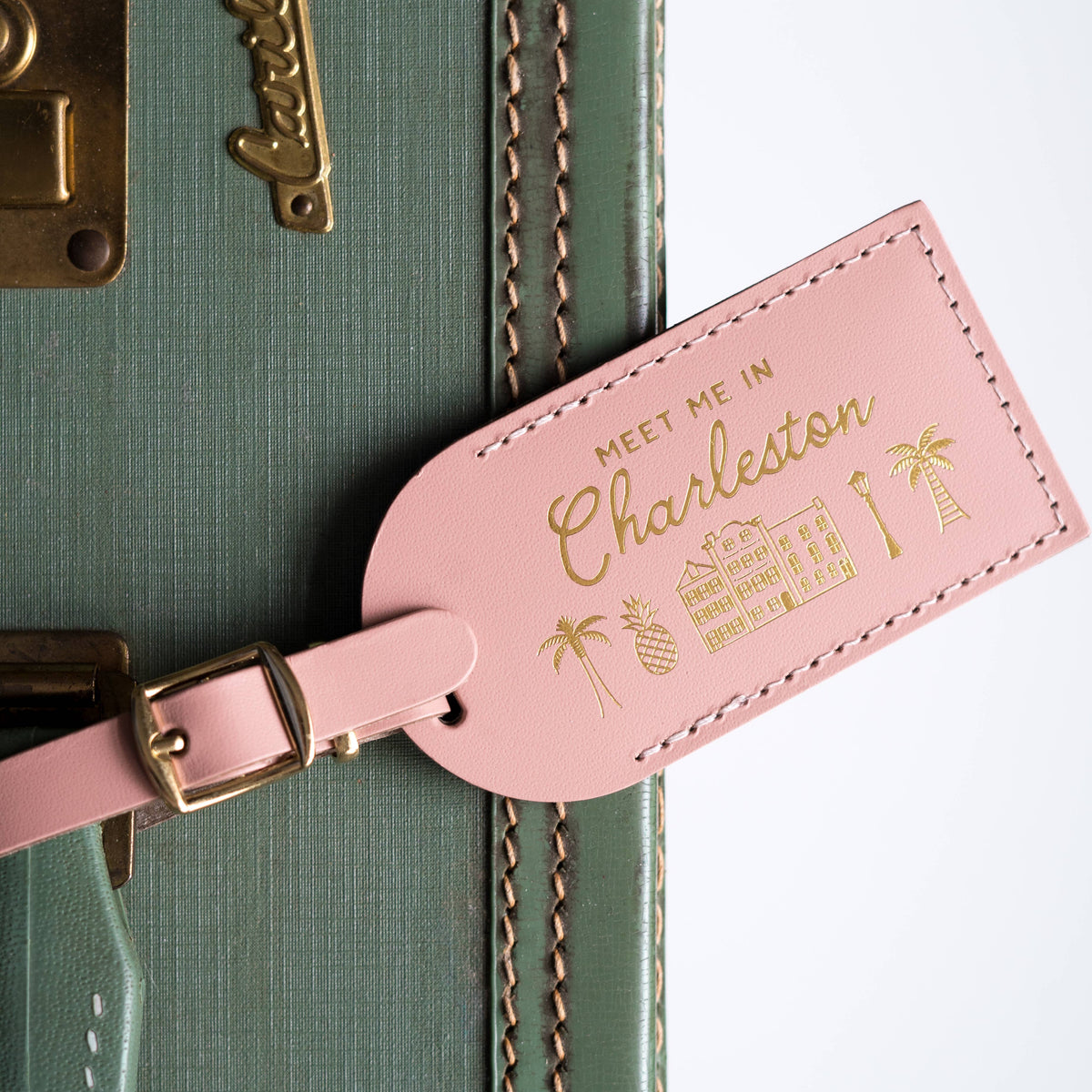 Letter + Leather - Charleston Luggage Tag Wedding Favor or Travel Souvenir Gift
