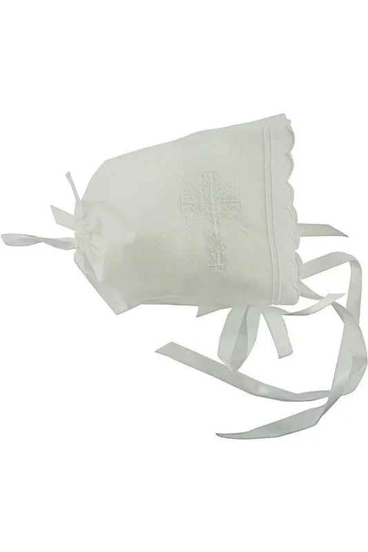 Christening Bonnet with Embroidered Cross Julius Berger & Carriage Boutique An Initial Impression