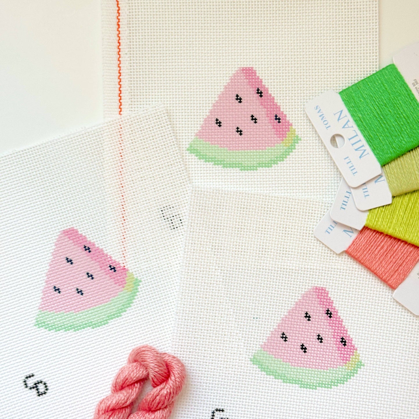 Watermelon Slice 13 Mesh Needlepoint Canvas, 3”x3” Design, Summer Needlepoint Canvas, Beginner Needlepoint