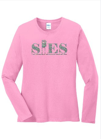 Long Sleeve Cotton Tee with SIES Glitter Logo LYT