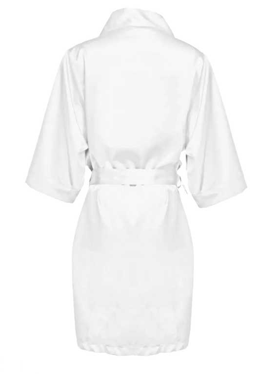 Ladies SatinRobe, Bride, Maid of Honor, Bridesmaid my everyday design An Initial Impression White