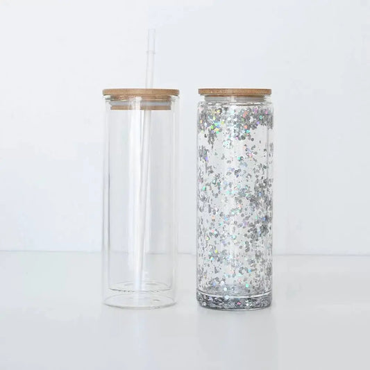 20oz Double Walled Sublimation Glass Tumbler MacKrafts LLC | mackraftsllc.com An Initial Impression Glitter