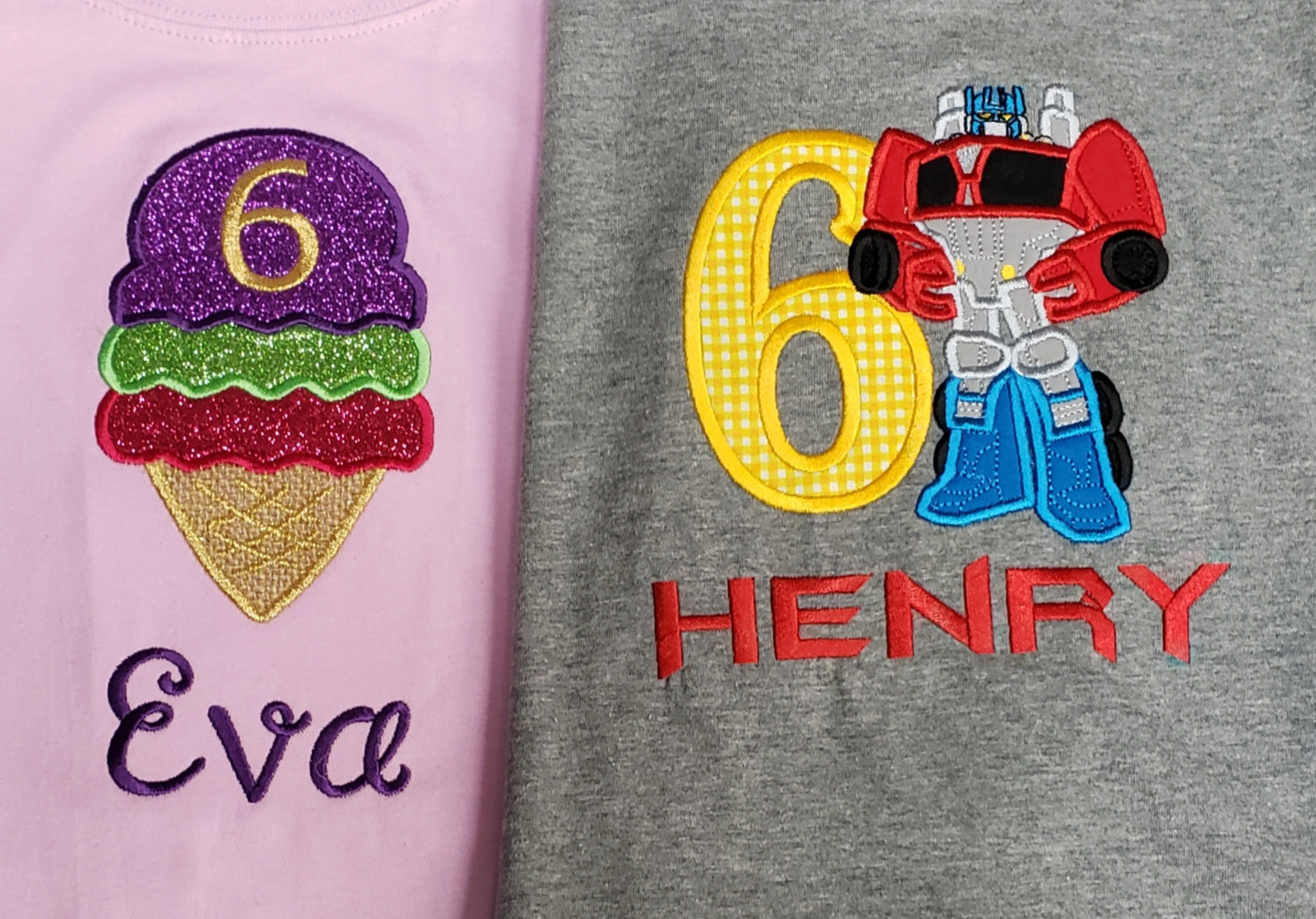 Monogrammed party items and birthday shirts