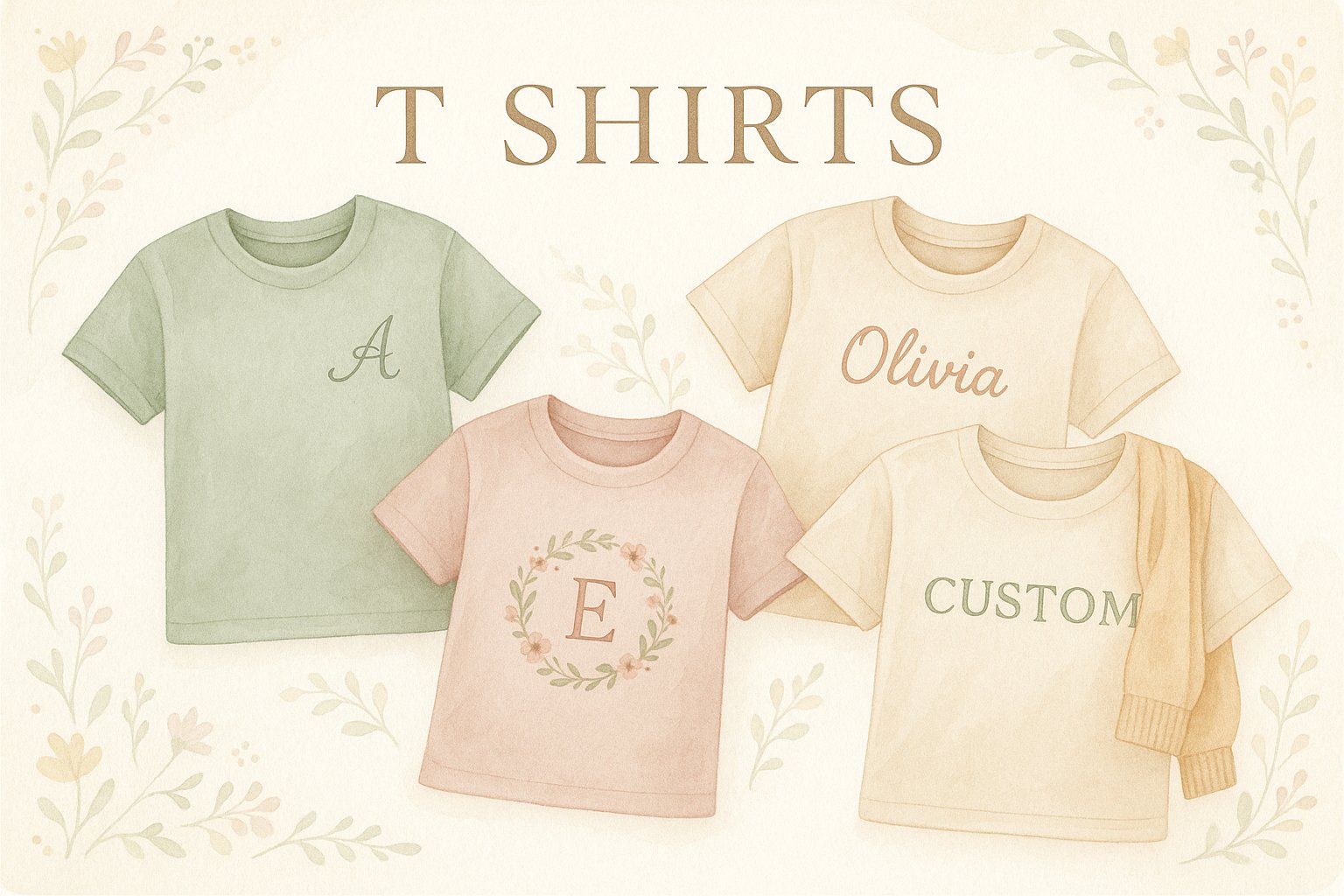 Showcasing various personalized and monogrammed tee styles