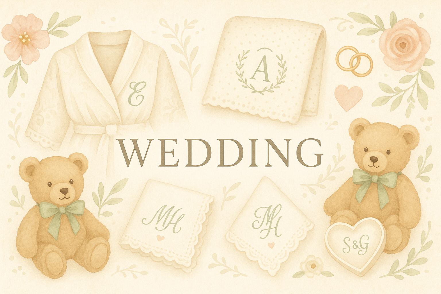 Personalized bridal items with elegant initials