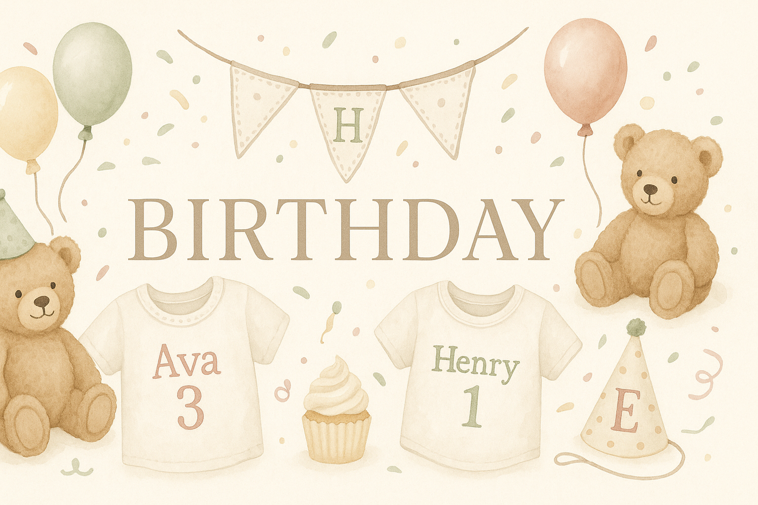 Monogrammed party items and birthday shirts