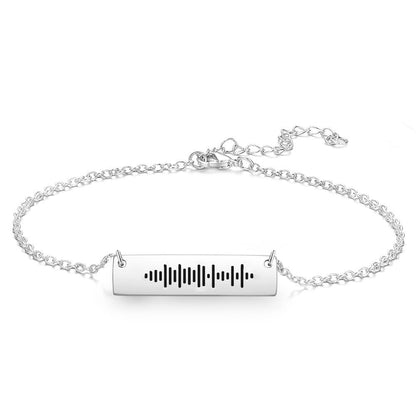 Scannable Code Music Engraved Bar Anklet