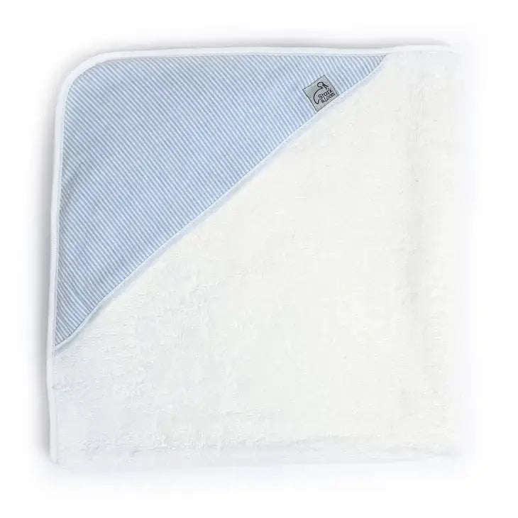 Gingham Hooded Towel Stork and Loom An Initial Impression Blue-Seersucker