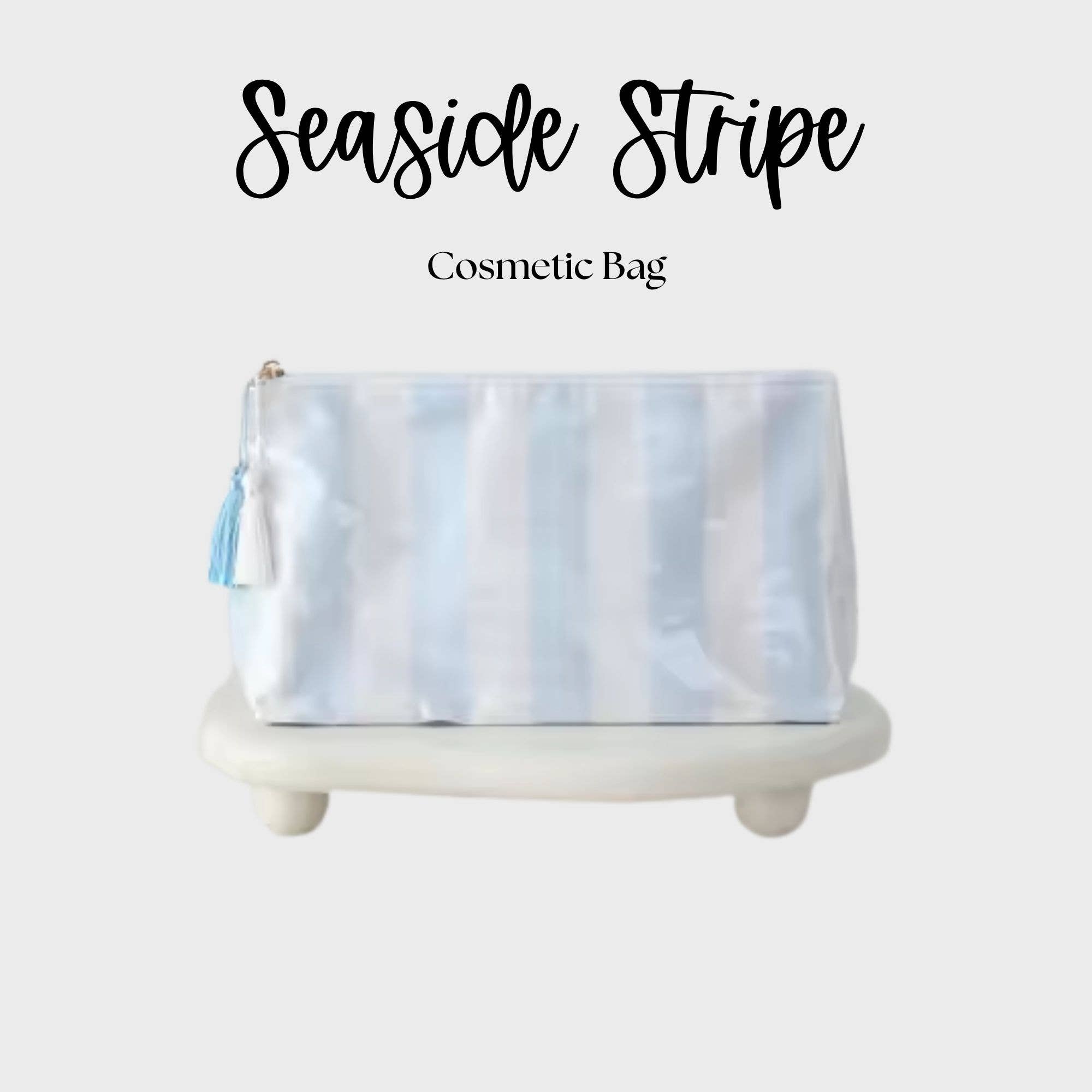 Waterproof Cosmetic Case PVC Make up Bag Seaside Stripes