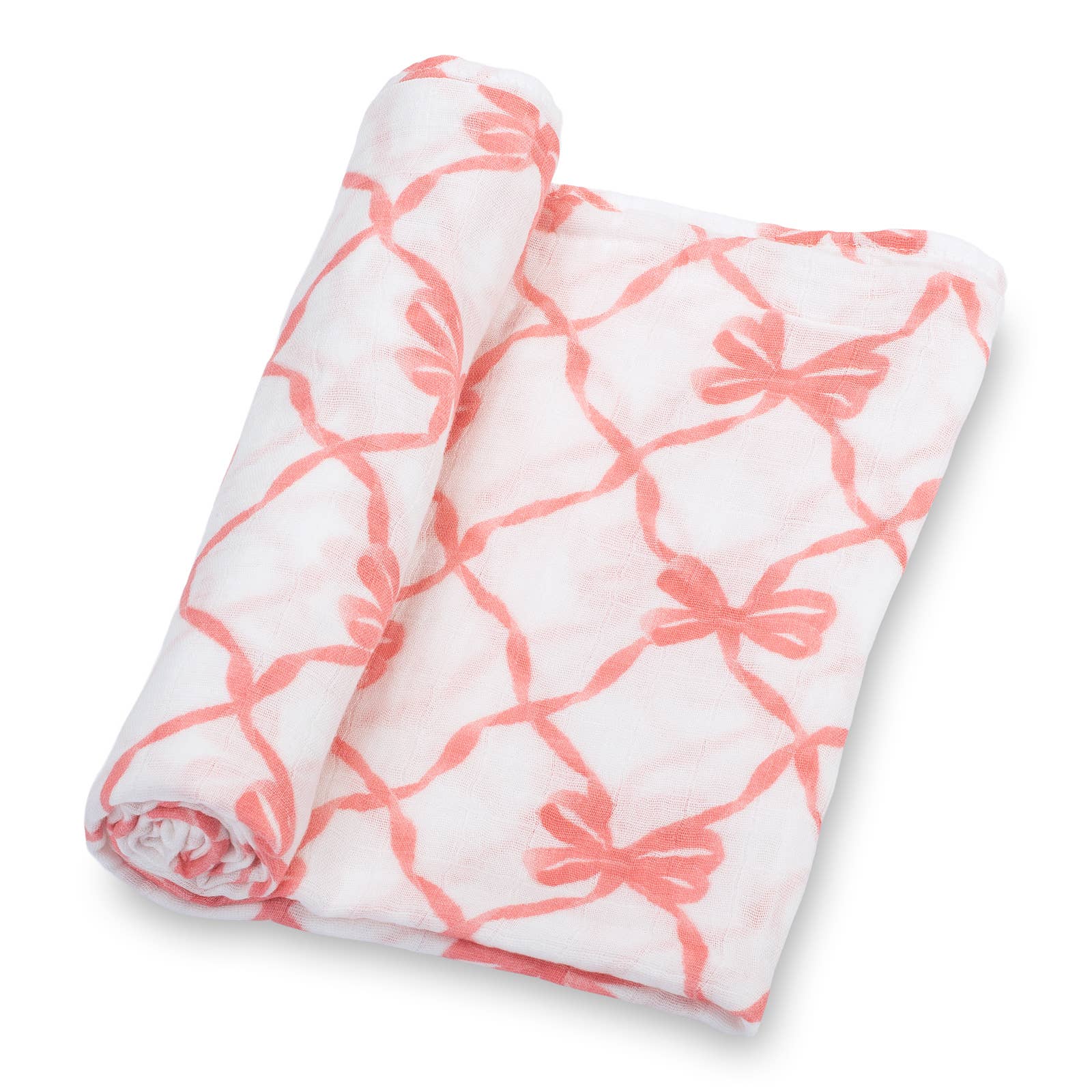 Lo Beautiful Bows Baby Muslin Swaddle Blanket