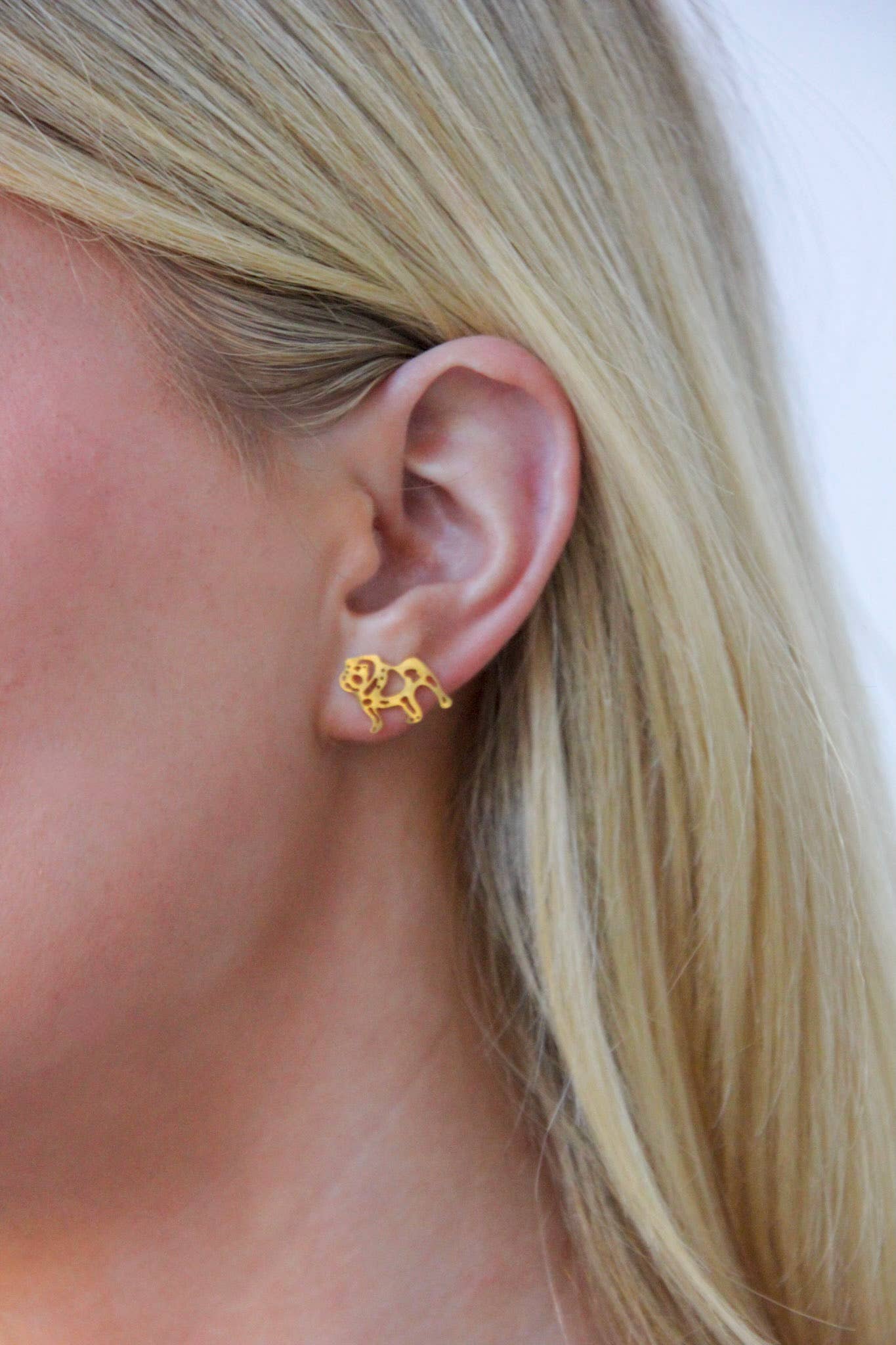 Steele Sloan Designs - Adorable Bulldog Earrings- Gold Stainless Steel Bulldogs