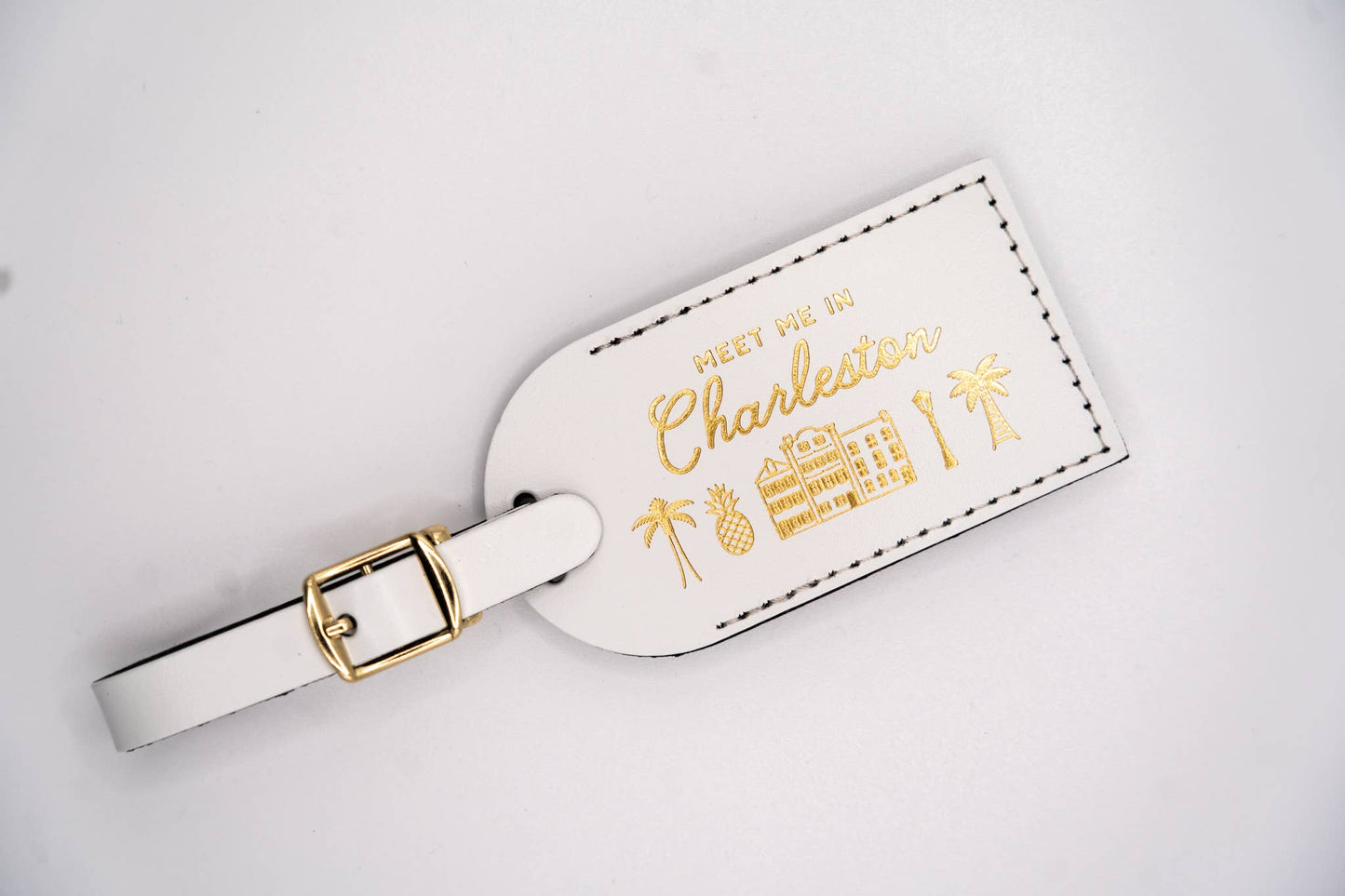 Letter + Leather - Charleston Luggage Tag Wedding Favor or Travel Souvenir Gift