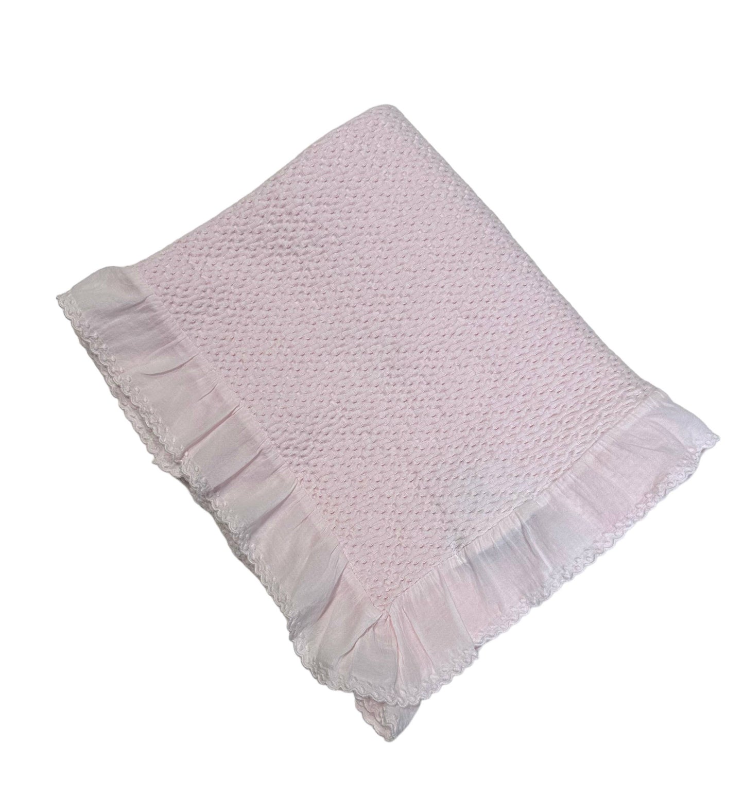 A Soft Idea - 6032 - Stonewashed Puckered Blanket with Dotted Swiss Ruffle