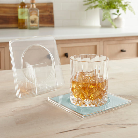 SINGLE FOLD COCKTAIL NAPKIN COASTER W/ STAND (4/SET)