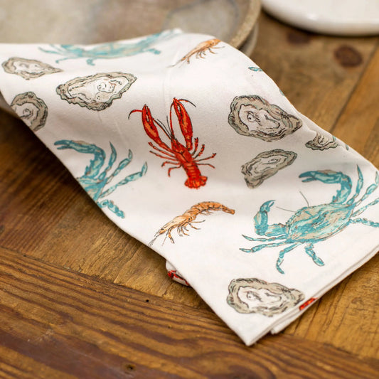 The Royal Standard - Seafood Hand Towel   White/Multi   20x28 The Royal Standard An Initial Impression