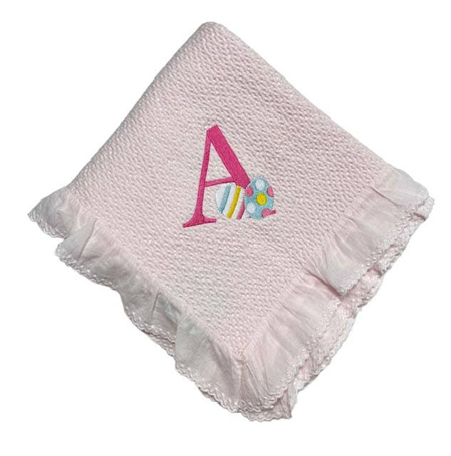A Soft Idea - 6032 - Stonewashed Puckered Blanket with Dotted Swiss Ruffle