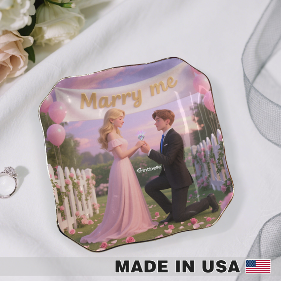 Fan-shaped Ceramic Ring Dish with Sayings