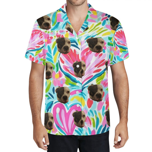 All Over Print Casual Hawaiian Shirt with Your Pets Image