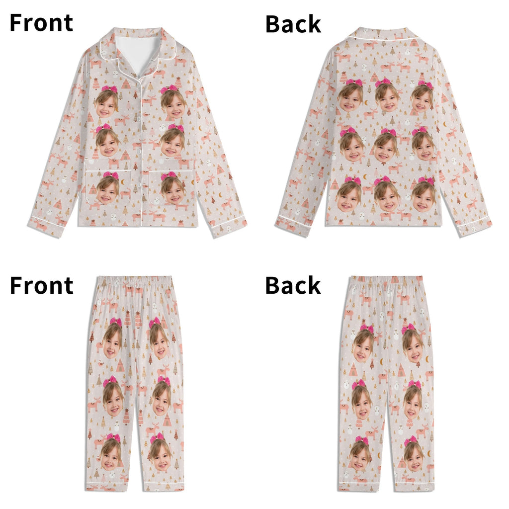 Kids Long Sleeve Pajama Set with Pockets - Soft Cotton Polyester Blend for Comfortable Sleep & Lounge Wear