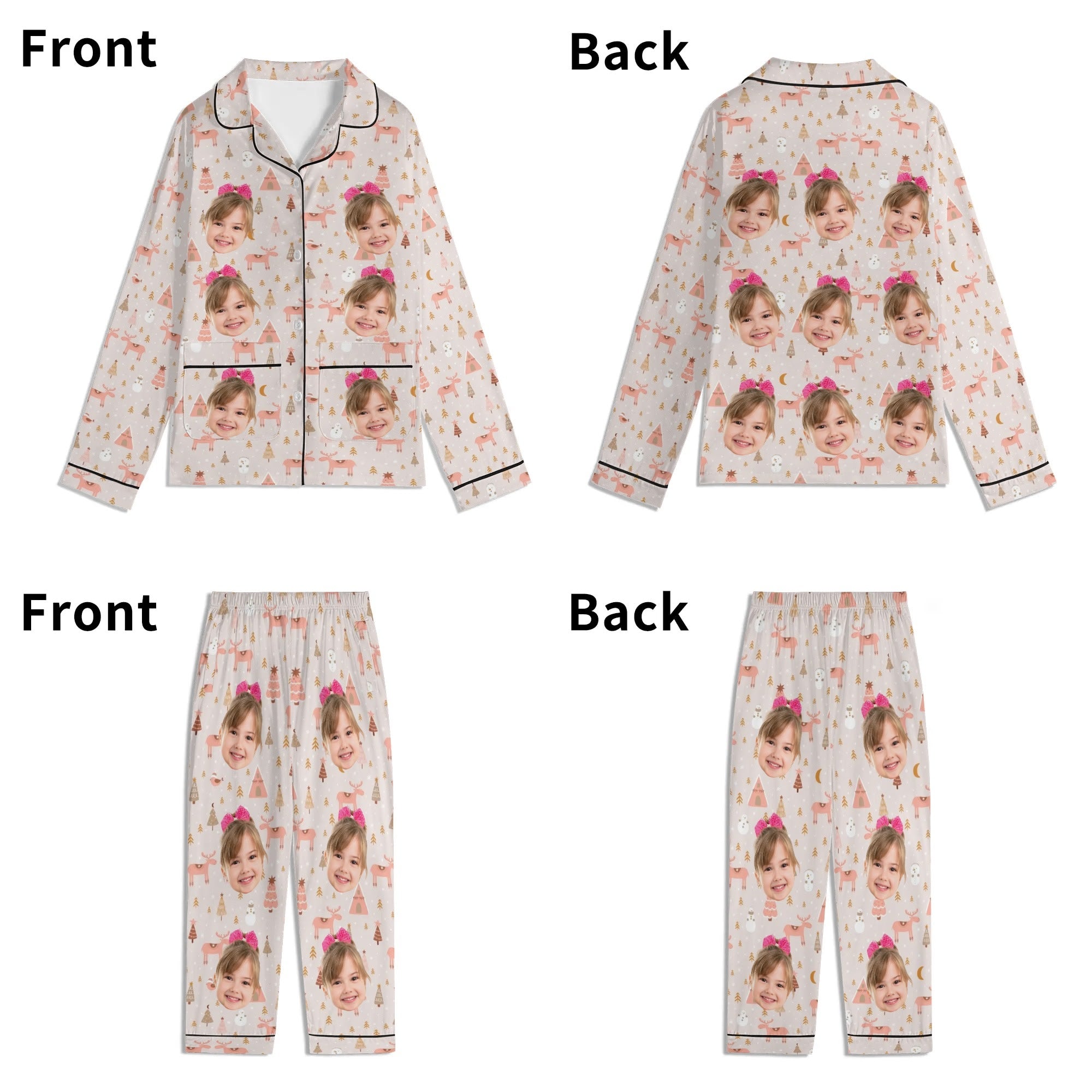 Kids Long Sleeve Pajama Set with Pockets - Soft Cotton Polyester Blend for Comfortable Sleep & Lounge Wear