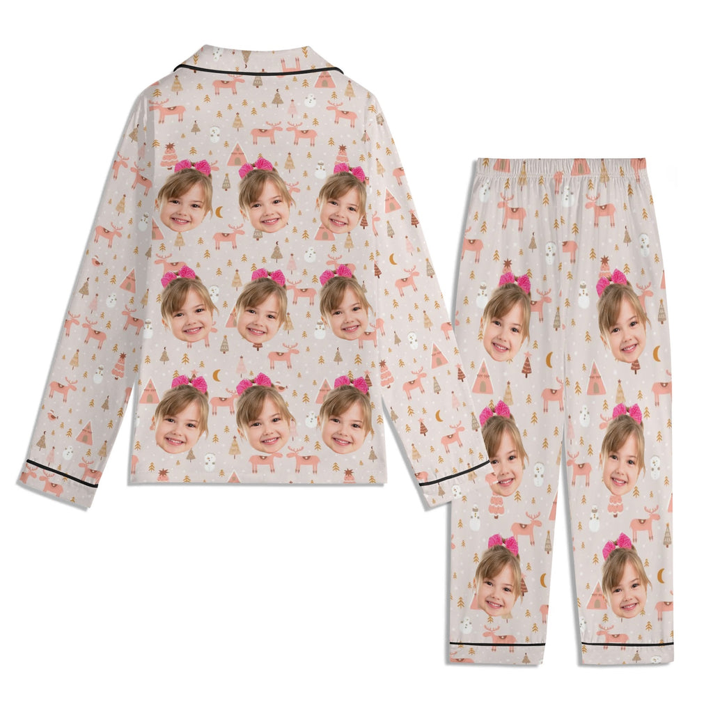 Kids Long Sleeve Pajama Set with Pockets - Soft Cotton Polyester Blend for Comfortable Sleep & Lounge Wear