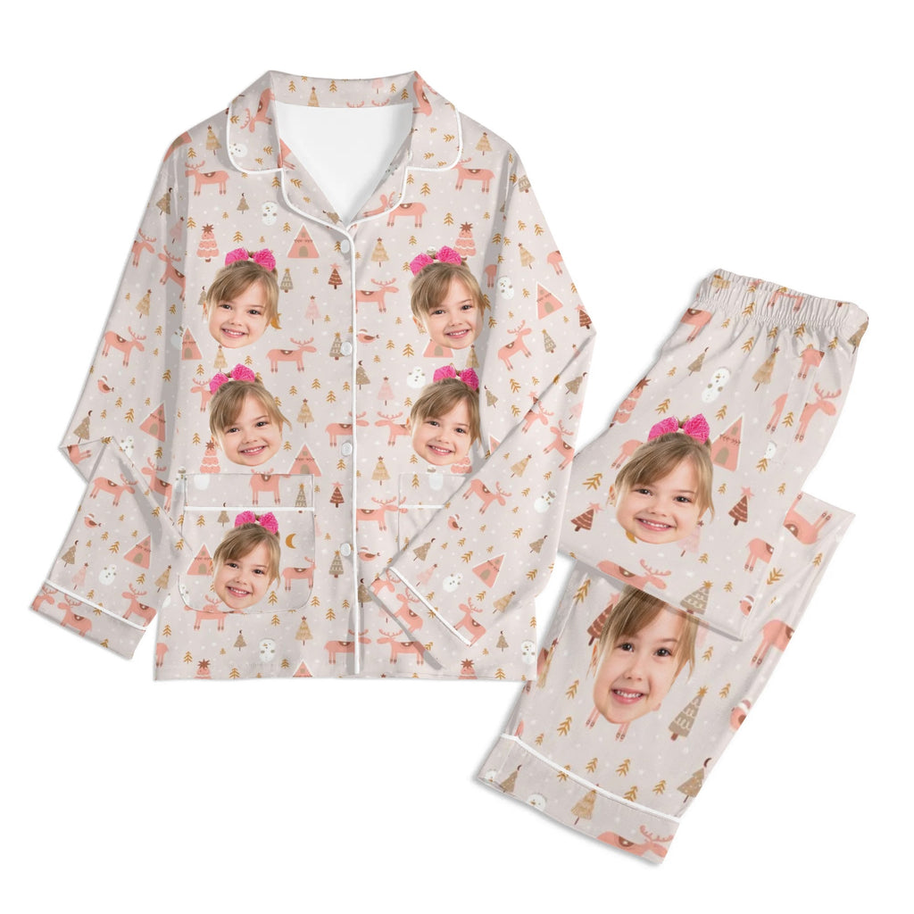 Kids Long Sleeve Pajama Set with Pockets - Soft Cotton Polyester Blend for Comfortable Sleep & Lounge Wear