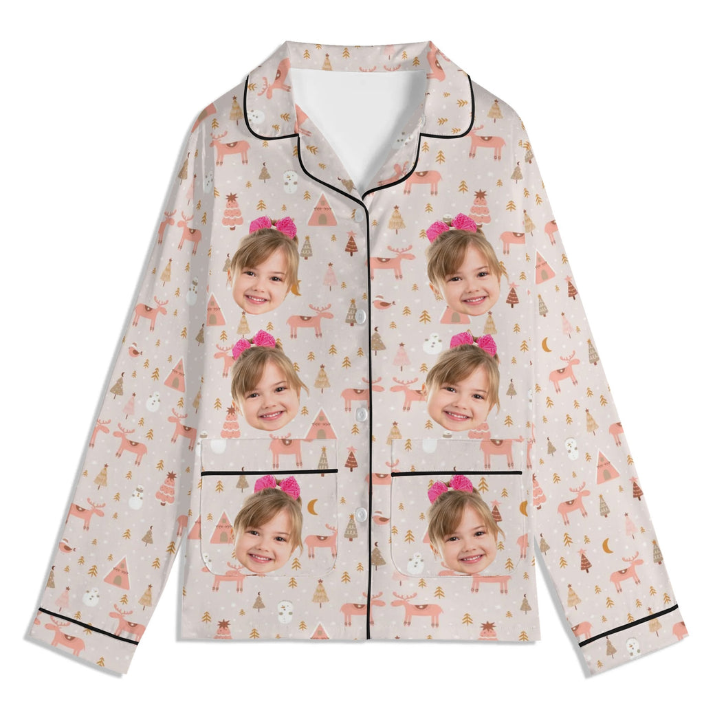 Kids Long Sleeve Pajama Set with Pockets - Soft Cotton Polyester Blend for Comfortable Sleep & Lounge Wear