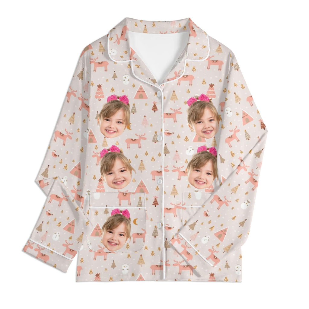 Kids Long Sleeve Pajama Set with Pockets - Soft Cotton Polyester Blend for Comfortable Sleep & Lounge Wear