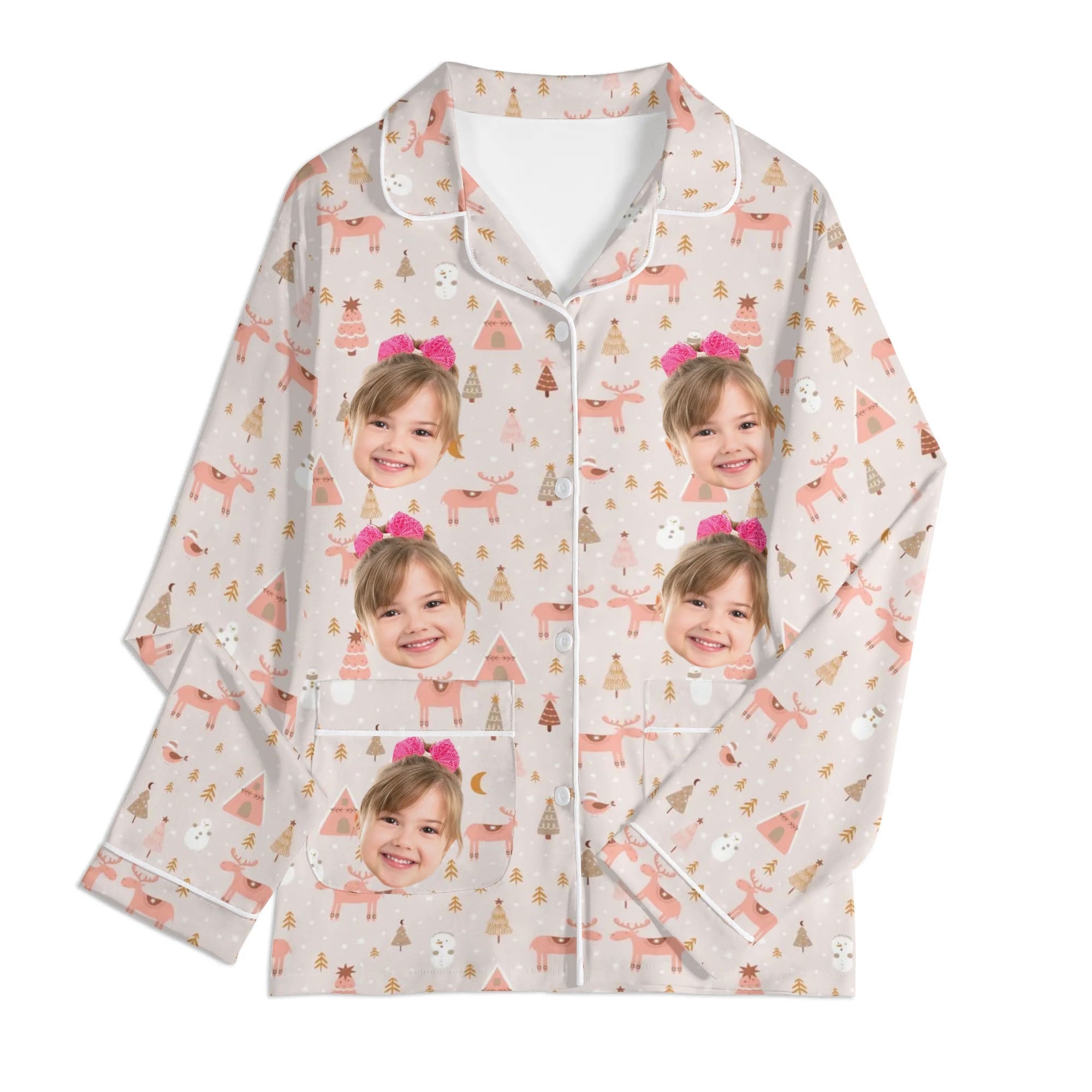 Kids Long Sleeve Pajama Set with Pockets - Soft Cotton Polyester Blend for Comfortable Sleep & Lounge Wear