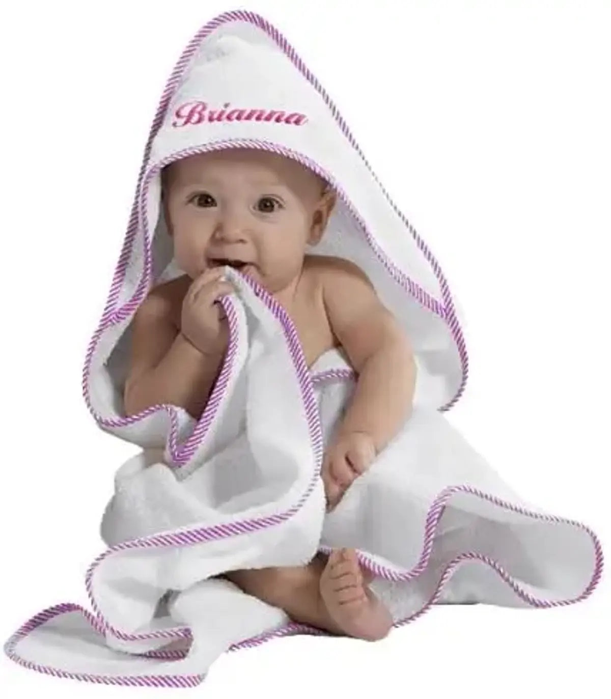 Infant Hooded Towel Gingham Trim   add Monogram