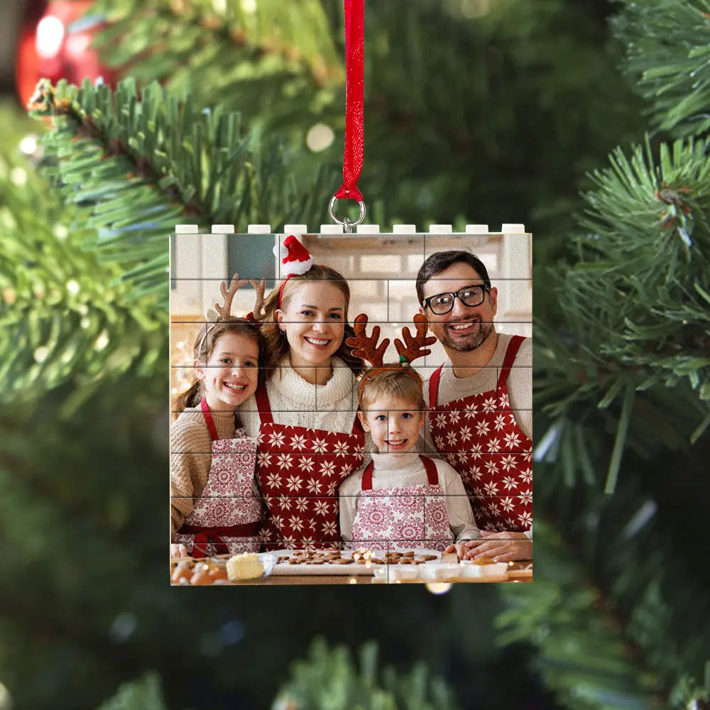 Personalized Building Brick Puzzle Photo Block Christmas Ornament - An Initial Impression