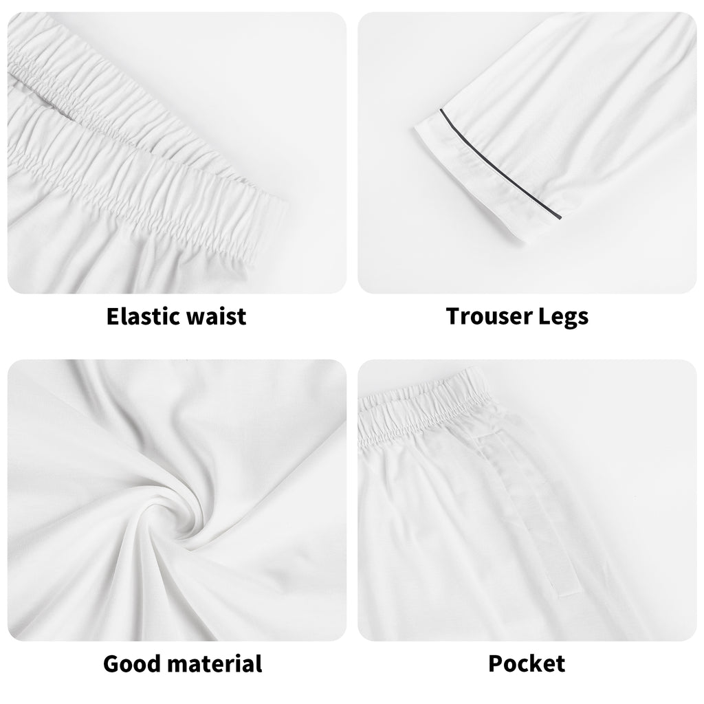 Kids Long Sleeve Pajama Set with Pockets - Soft Cotton Polyester Blend for Comfortable Sleep & Lounge Wear