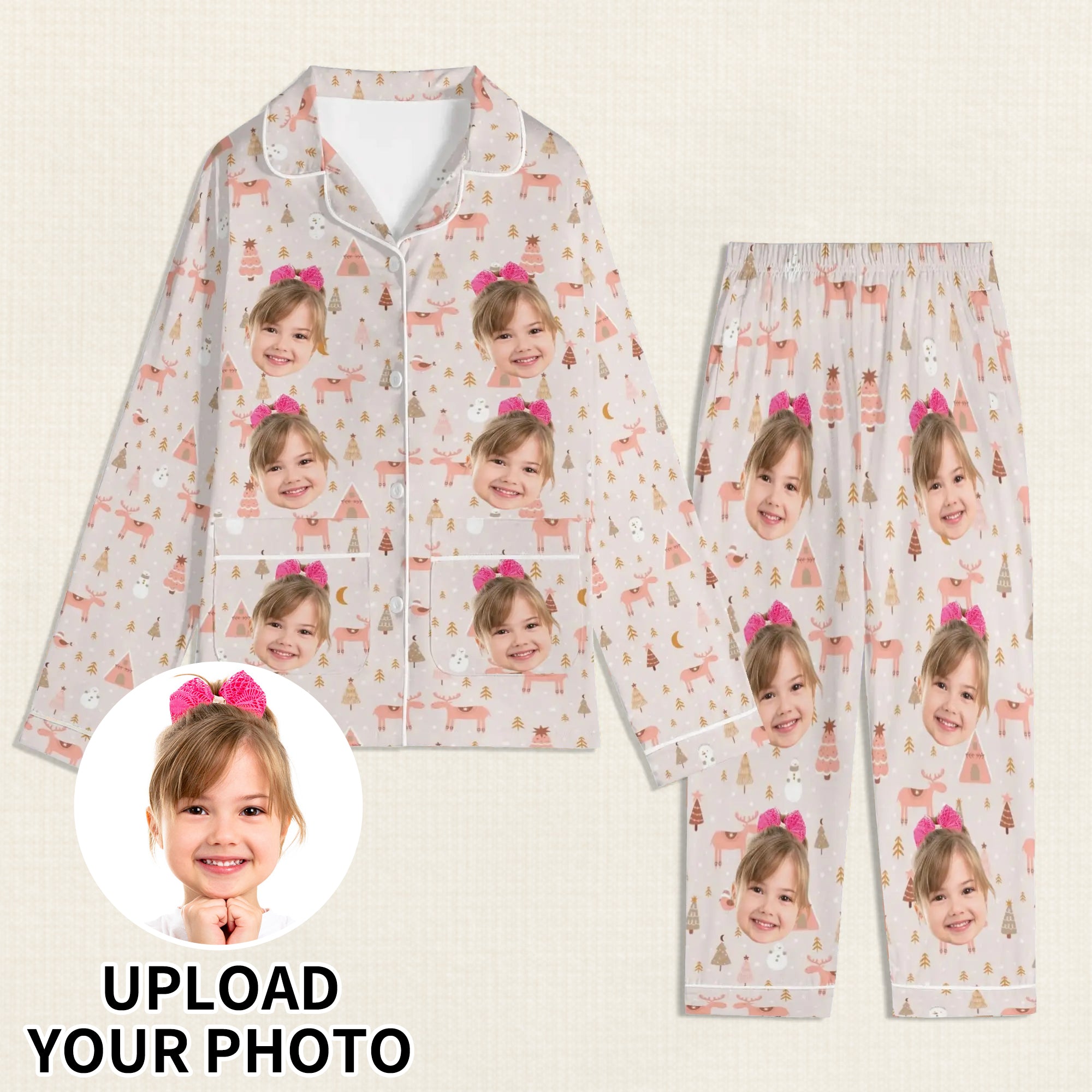 Kids Long Sleeve Pajama Set with Pockets - Soft Cotton Polyester Blend for Comfortable Sleep & Lounge Wear