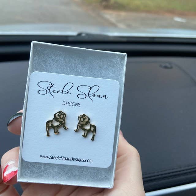 Steele Sloan Designs - Adorable Bulldog Earrings- Gold Stainless Steel Bulldogs