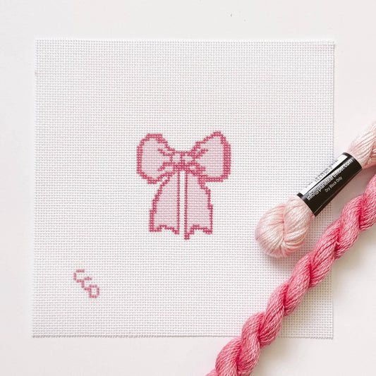 Hand Painted Coquette Bow 2.5” Needlepoint Canvas 18 Mesh Coquette Needlepoint Canvas Bow Hand Painted