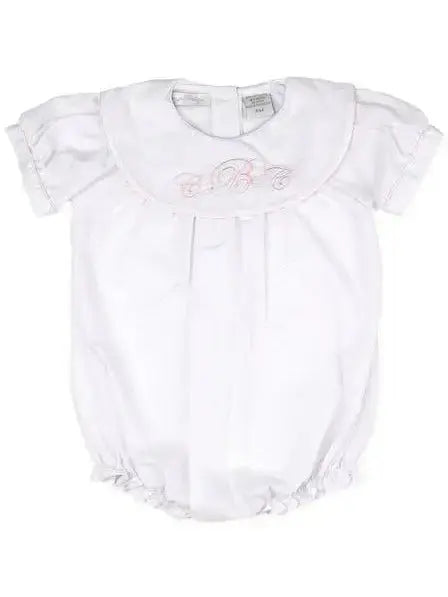 Personalized Baby Classic Monogram Bubble Julius Berger & Carriage Boutique An Initial Impression 24M-White-W-Pink-Trim