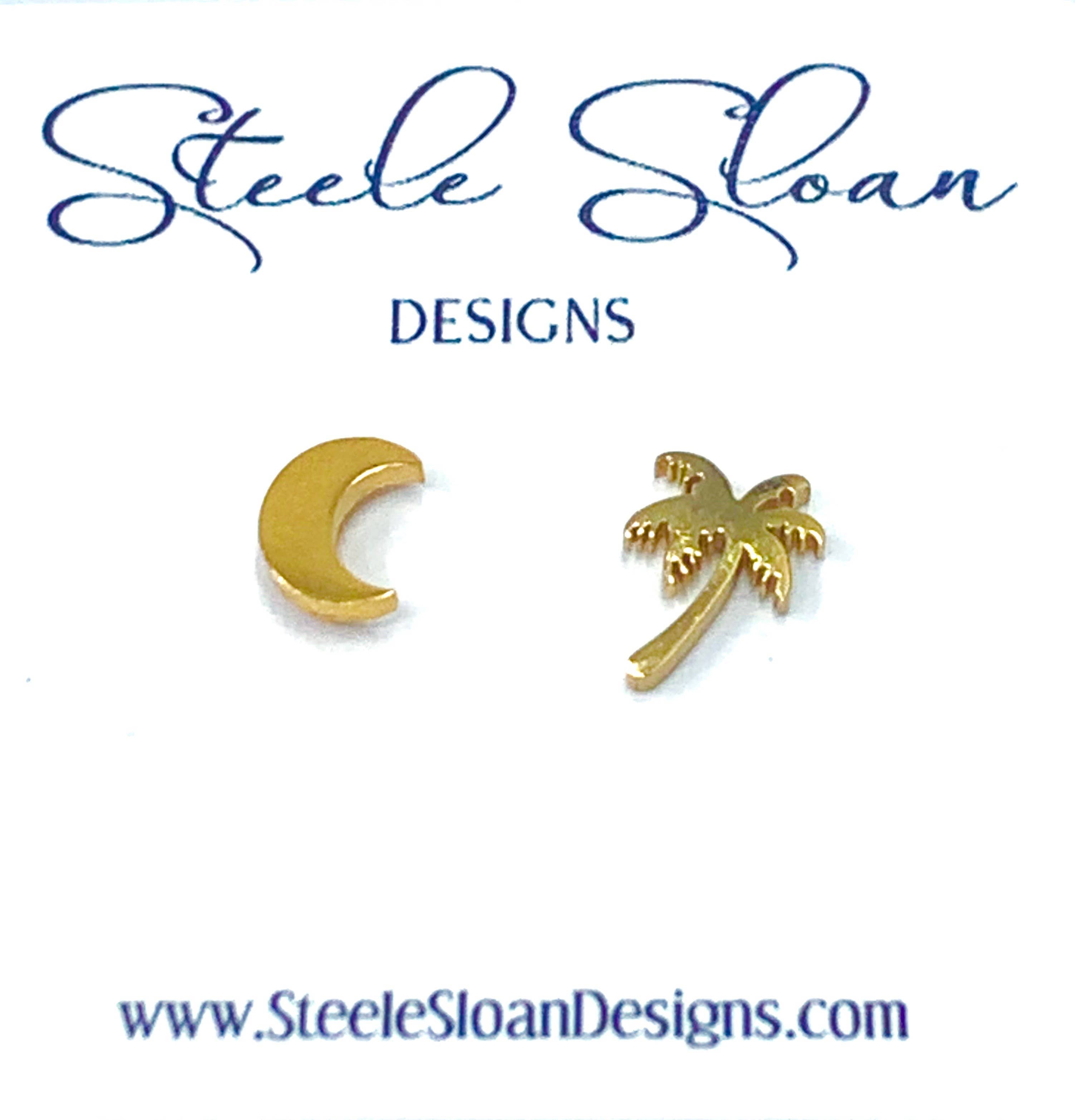 South Carolina Earrings Moon and Palmetto Tree Earrings