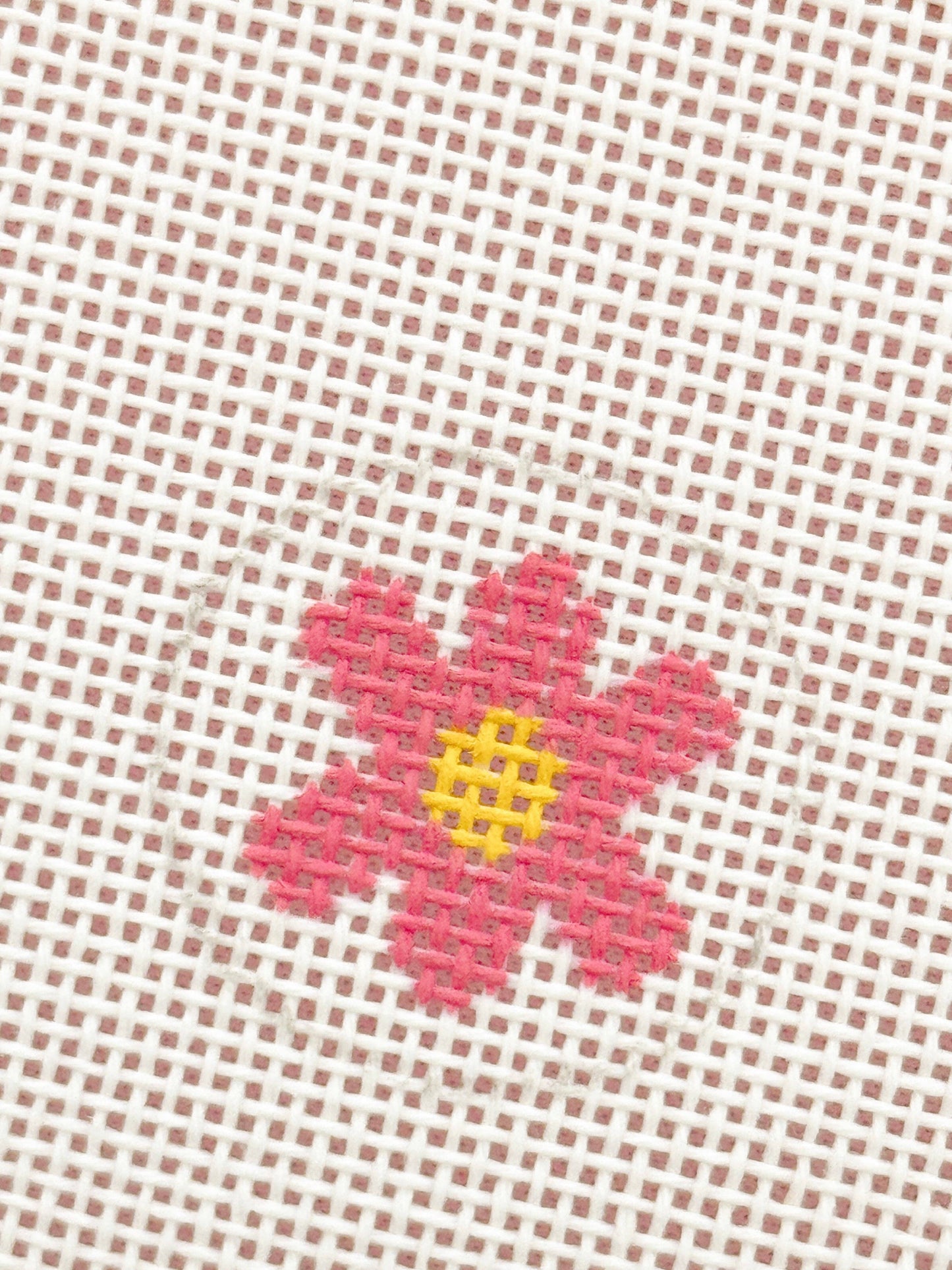 CMini Bag Tag Retro Flower Needlepoint Canvas Hand Painted Key Fob Canvas Mini 1”x1” 18 Mesh