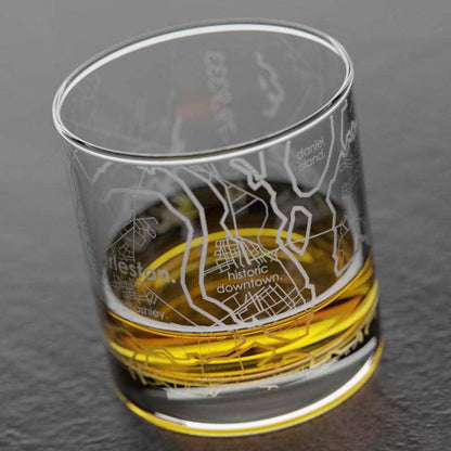Well Told - Charleston SC Map Rocks Whiskey Glass
