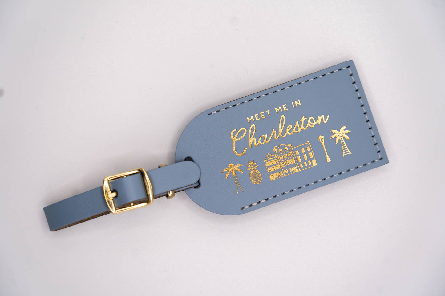 Letter + Leather - Charleston Luggage Tag Wedding Favor or Travel Souvenir Gift